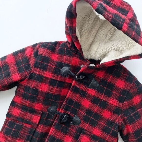 Joe Fresh hooded plaid wool blend coat EUC 6-12m - Picture 2 of 3